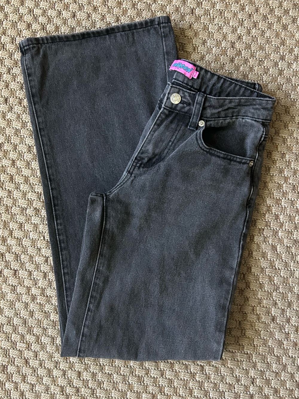 Edikted Low Rise Wide Leg Baggy Fit Jeans Black Washed